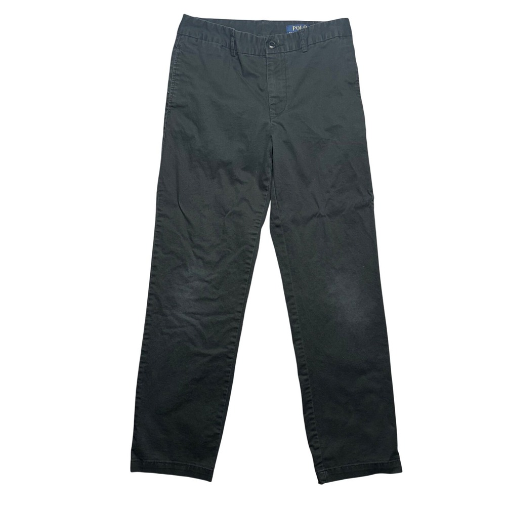 Polo Ralph Lauren Pants Boys 14 Black Chino Trousers Red Pony Logo Stretch